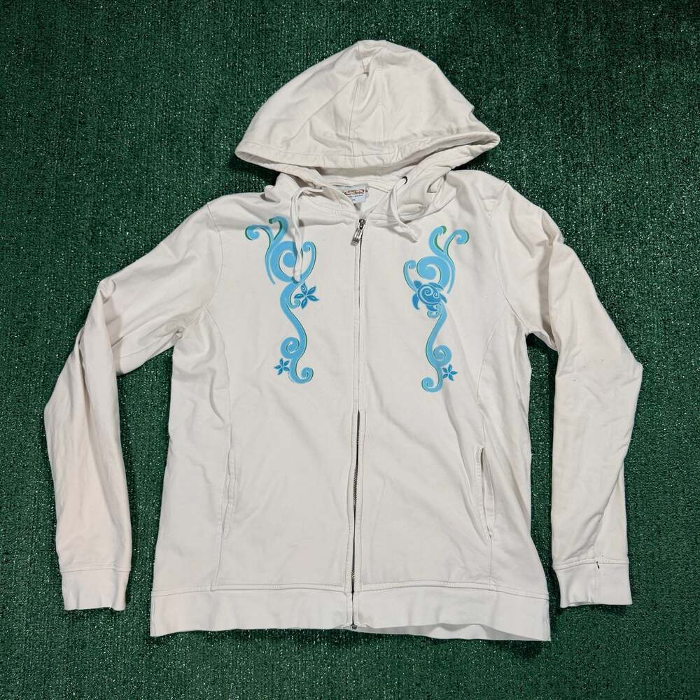Y2K Womens Crazy Shirts White Surf Zip-Up Hoodie XL